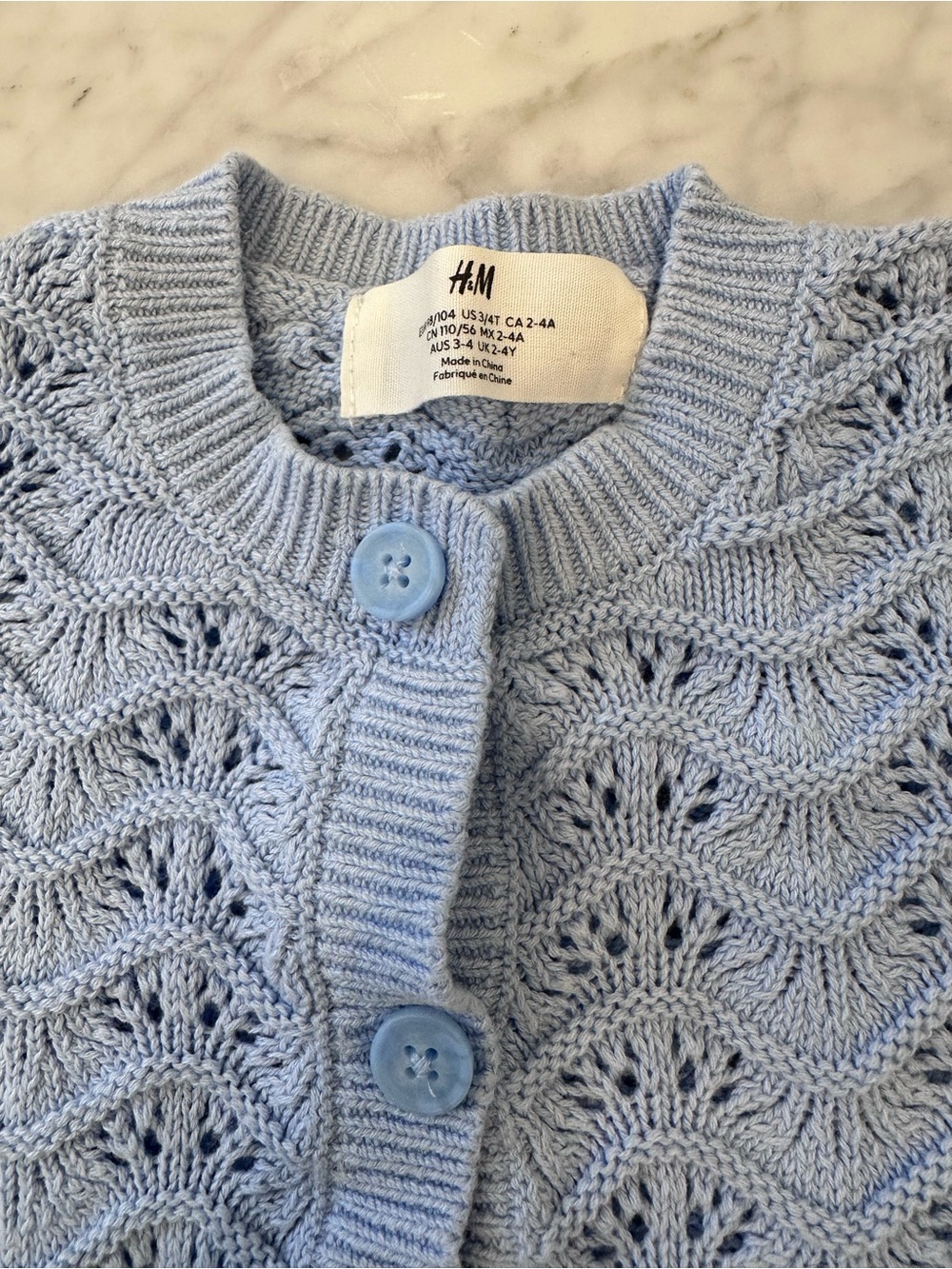 H&M Light Blue Openwork Knit Button-Front Top - Picture 3 of 3